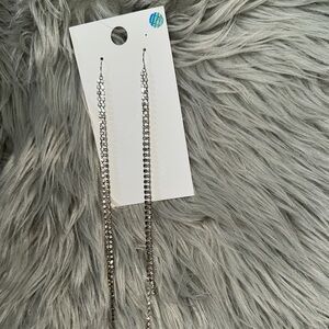 Faux Silver/ Diamond Dangle Earrings